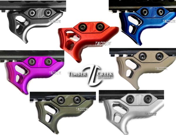 Timber Creek Outdoors GEN 2 Mini Enforcer Billet Aluminum Mini Angled ForeGrip for Picatinny Rails Black Silver Red FDE OD Green Blue & Purple