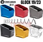 Tyrant Designs Extension Magazine+4 / +5 Base Pad Aluminum for GLOCK 19 23 Mag Black Red Gold Grey Blue Machined Aluminum