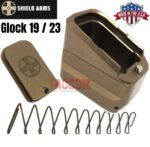 SHIELD ARMS for Glock 19 23 Billet 6061 Aluminum MUD Grip Extension Magazine Plate Pad +5/+4 round