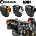 Tyrant Designs T Comp Compensator for Glock Gen 3 4 5 Comp 9mm 17 19 19X 26 34 Black Gold Nickle