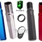 PHASE 5 HEX-ONE Hex 1 Billet Buffer Tube in Black Red Blue and Silver Grey