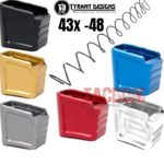 Tyrant Designs Grip Extension / Magazine +4 rounds Aluminum For Glock 43X 48 base pad Black Red Blue Gold Gray or Raw Silver