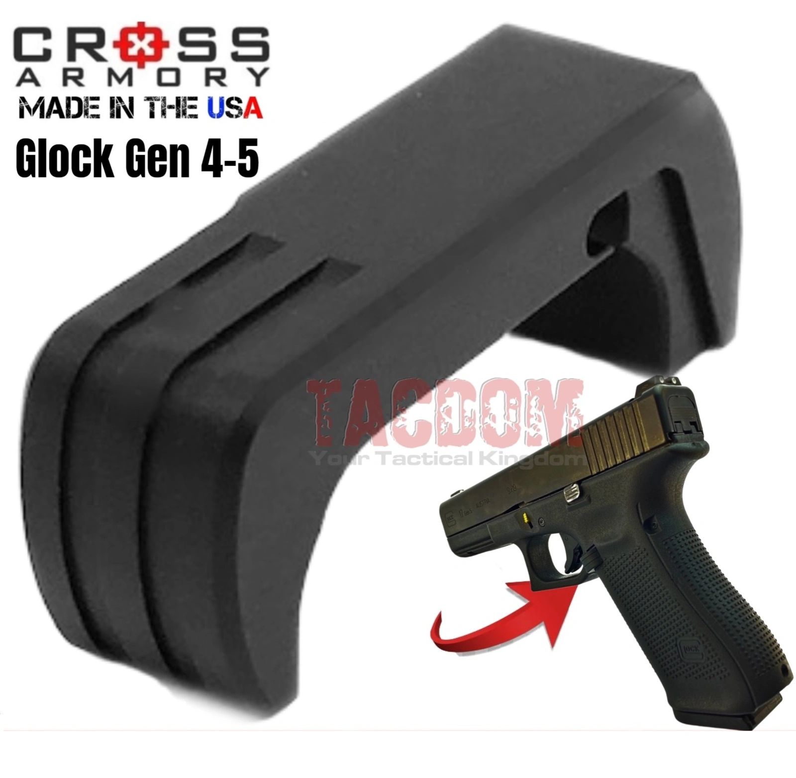 Extended Magazine Release With Spring – Fits Glock Gen 4 & 5 (G17, G19, G26, G34) – Black PLA
