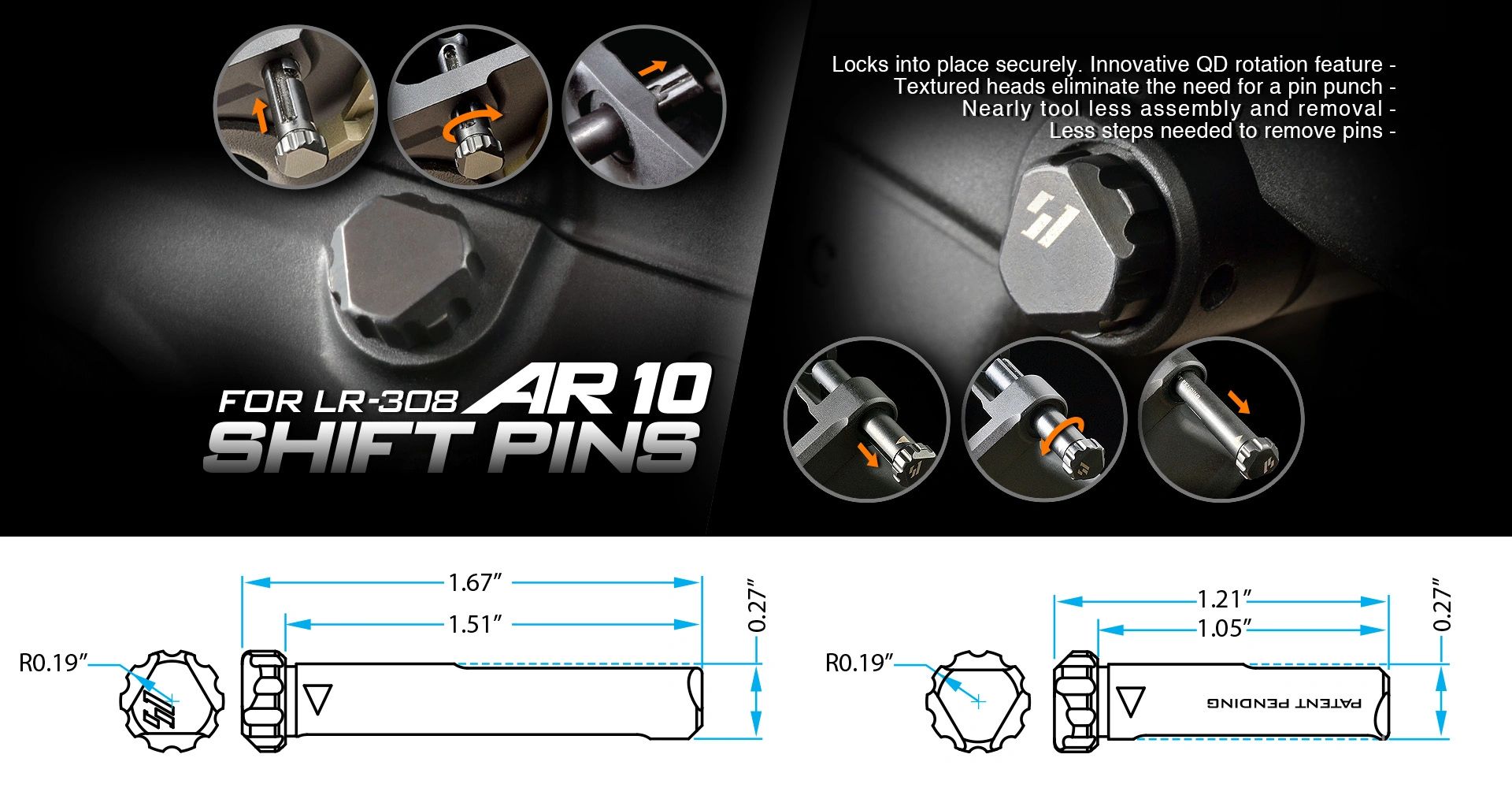 products-AR10_Shift_Pins_for_308_V1c-1 Strike Industries 308 AR10 SHIFT Takedown and Pivot Pins Steel CHROME SILVER - Image 2