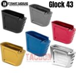 Tyrant Designs +3 Rounds Magazine Extension Base Pad Billet Aluminum for Glock 43 Mag Black Red Gold Grey Blue Machined Aluminum