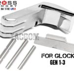 Cross Armory Silver Chrome like UPGRADE Performance Kit for GLOCK Gen 1 2 3 Extended Slide Lock Magazine Catch and Pins