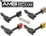 Strike Industries AMBI Magazine Release with Spring & Color Button Black Red FDE Titan Gold Anodized Billet