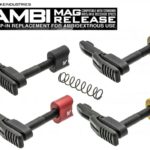 Strike Industries AMBI Magazine Release with Spring & Color Button Black Red FDE Titan Gold Anodized Billet