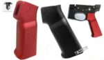 TACTICAL DYNAMICS Billet Aluminum "WAFFLE" Pattern Style AR Grip Black and Red Colors