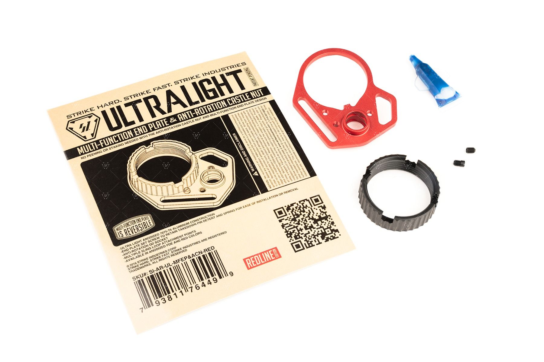 Ultralight QD End Plate & Castle Nut Set for AR-15 AR-308 - Black