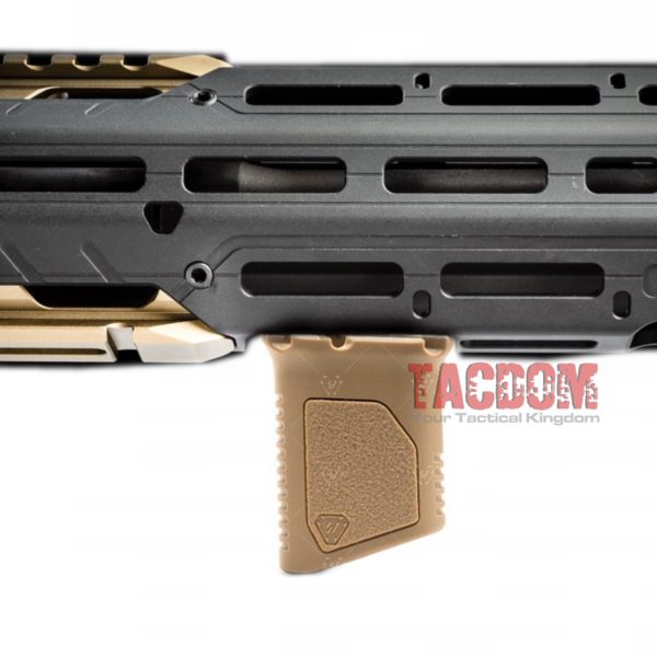 Strike Industries Angled “STRIKE FDE” Tan Vertical Grip with Cable  Management MLOK- Short – AR – AR15 AR10 – TACDOM