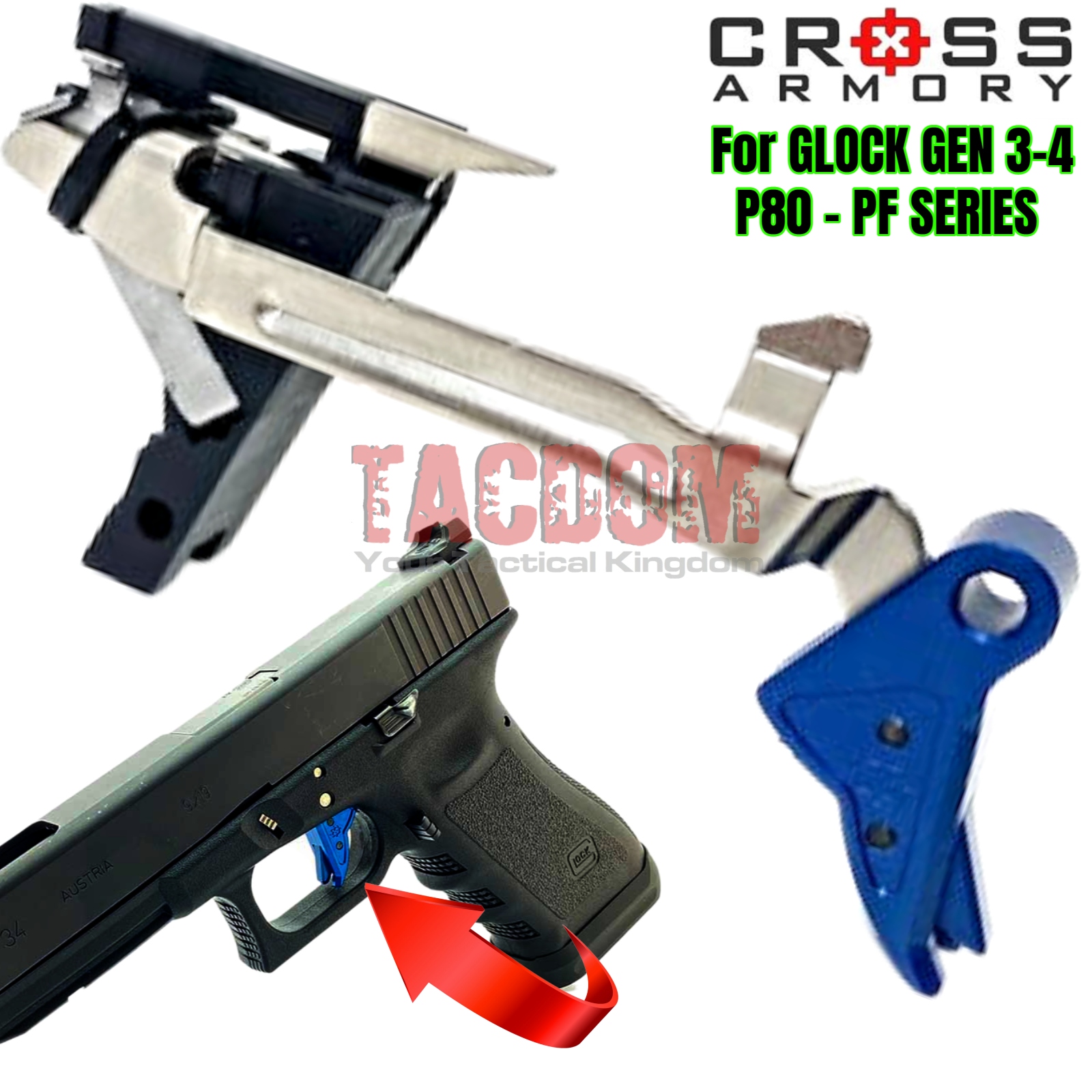 CROSS ARMORY USA “DropIn” Flat Face HYBRID Trigger for Glock GEN 3 4
