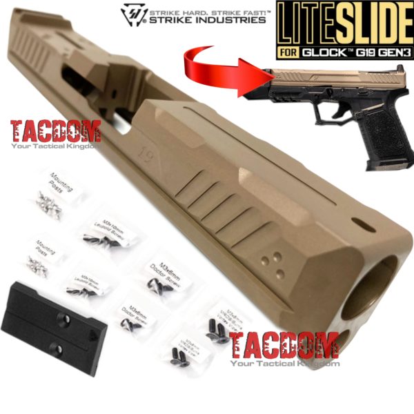 Strike Industries Angled “STRIKE FDE” Tan Vertical Grip with Cable  Management MLOK- Short – AR – AR15 AR10 – TACDOM