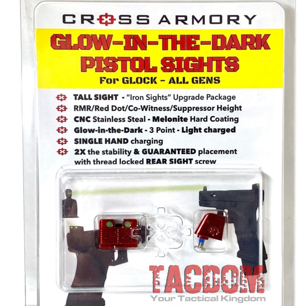 Cross Armory Tall Suppressor Stainless Steel GOLD plated Sights For Glock 17/19/22/23/24/26/27