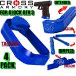 Cross Armory BLUE UPGRADE Performance Kit for GLOCK Gen 1 2 3 MAGWELL + Extended Slide Lock + Magazine Catch + 3 DIMPLE Pins