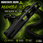 AGGRESSIVE ARMS MAMBA Ported slide for GLOCK 43 / 43x - BLACK PVD Stainless Steel - RMSC Optic pattern cut - Includes optic cover - Image 3