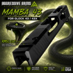 AGGRESSIVE ARMS MAMBA Ported slide for GLOCK 43 / 43x - BLACK PVD Stainless Steel - RMSC Optic pattern cut - Includes optic cover - Image 4