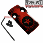 STEEL CITY ARSENAL [ P40 Warhawk ] Slide for Glock 48 "EXCLUSIVE" Battleworn RED slide RMSc Cut Poly 80 - Image 3