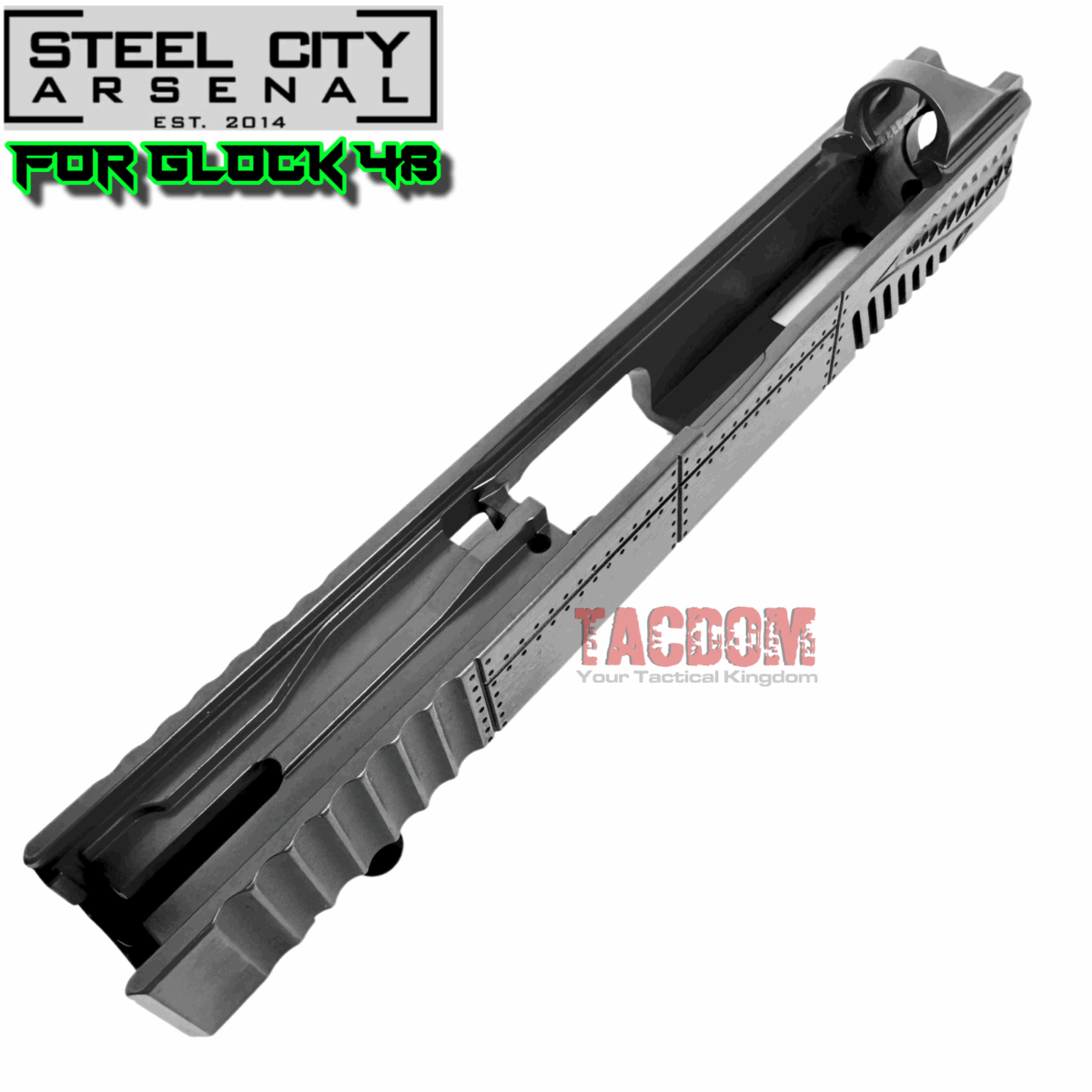 STEEL CITY ARSENAL [ P40 Warhawk ] Slide for Glock 48 "EXCLUSIVE" Battleworn GREY slide RMSc Cut Poly 80 - Image 6