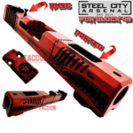 STEEL CITY ARSENAL [ P40 Warhawk ] Slide for Glock 48 "EXCLUSIVE" Battleworn RED slide RMSc Cut Poly 80