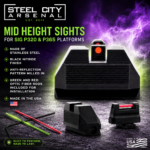 STEEL CITY ARSENAL BLACKOUT FIBER OPTIC MID HEIGHT SIGHTS FOR SIG P320 P365 320 365