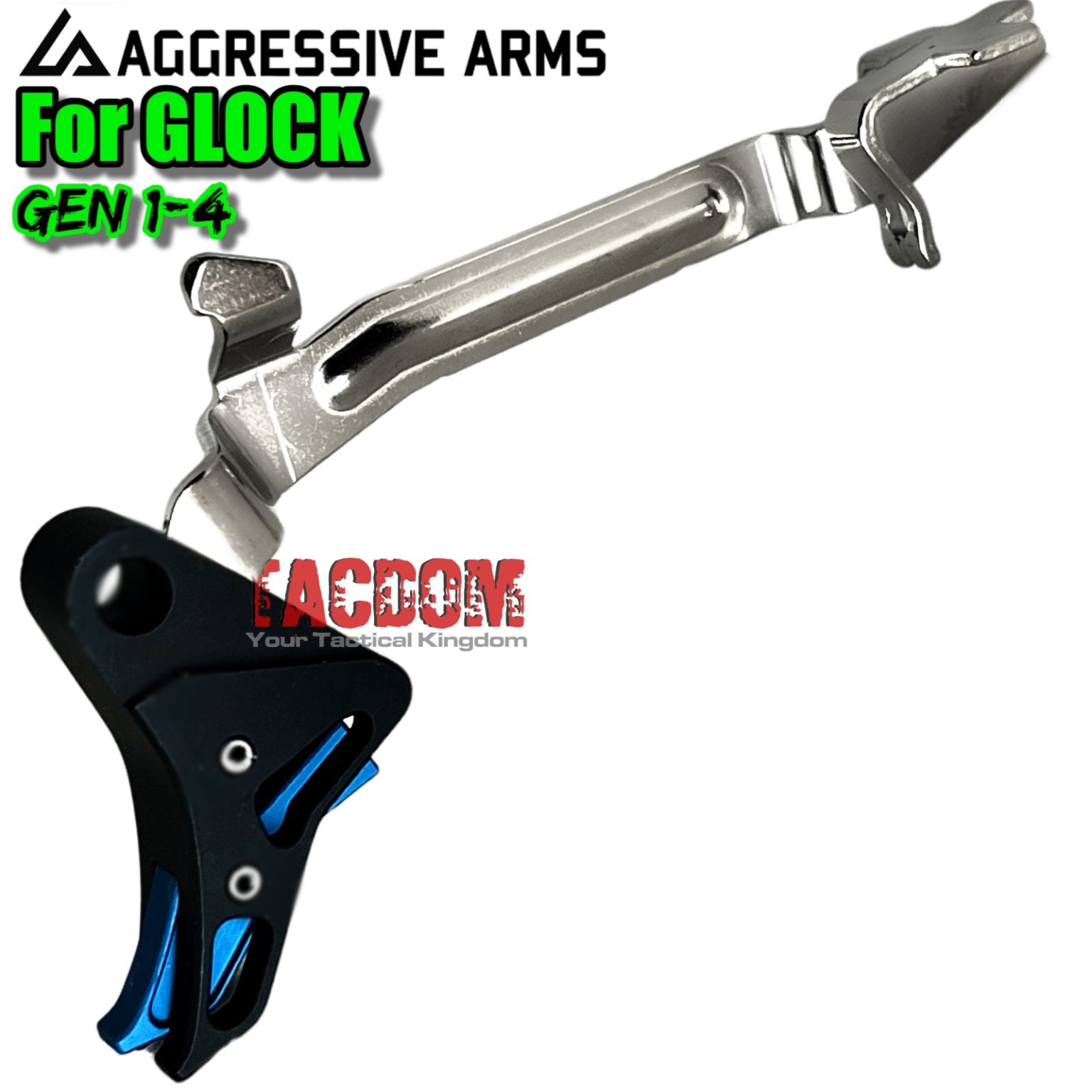 AGGRESSIVE ARMS for GLOCK TRIGGER Black / Blue COMBO with LOWER PARTS