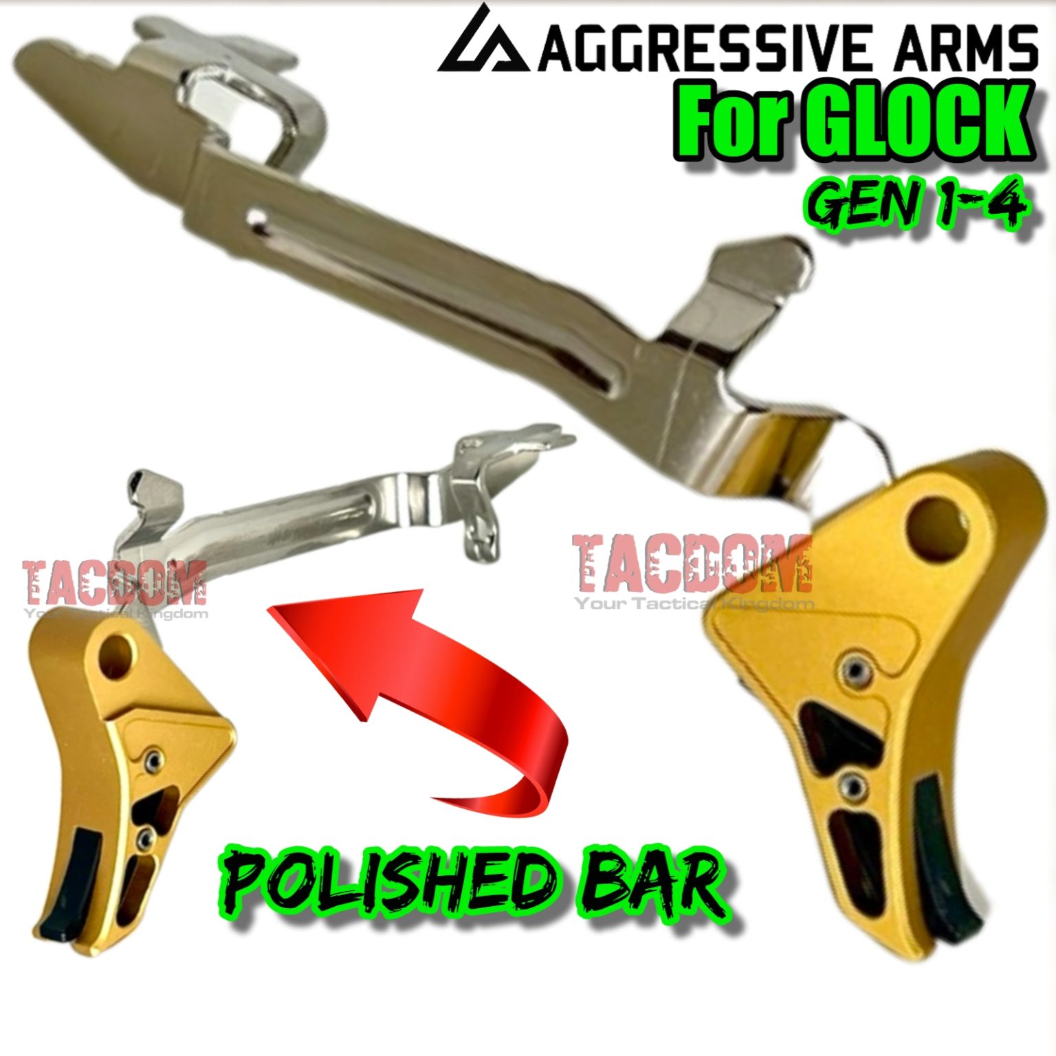 AGGRESSIVE ARMS TRIGGER Gold /Black COMBO with LOWER PARTS KIT With