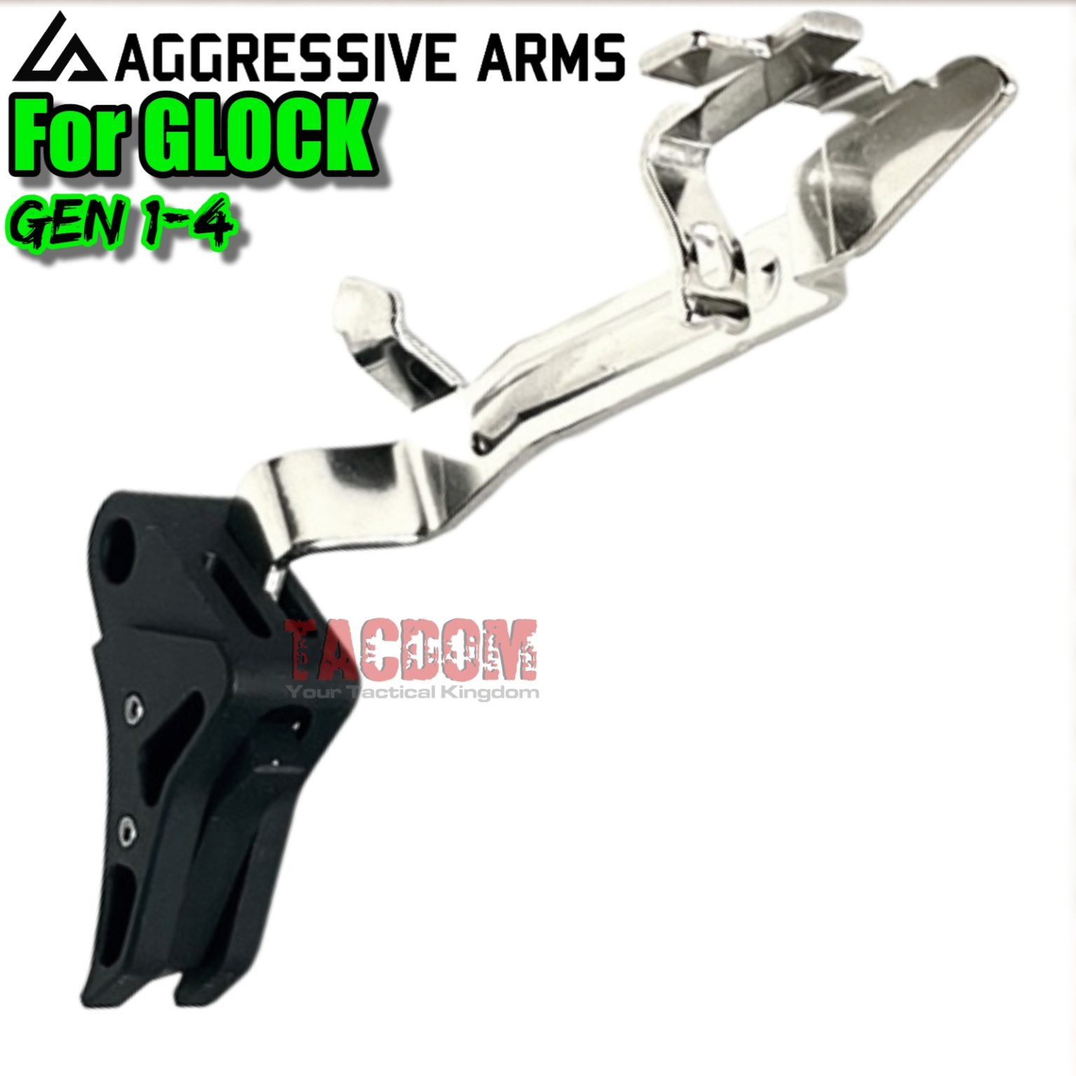 AGGRESSIVE ARMS for GLOCK TRIGGER Black Black STEALTH COMBO with LOWER PARTS KIT Polished Bar