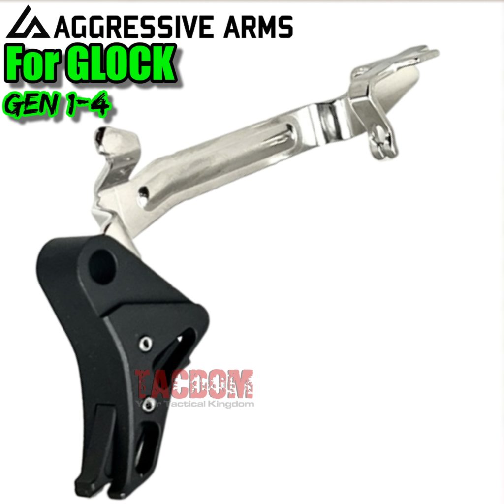 AGGRESSIVE ARMS for GLOCK TRIGGER Black Black STEALTH COMBO with LOWER PARTS KIT Polished Bar