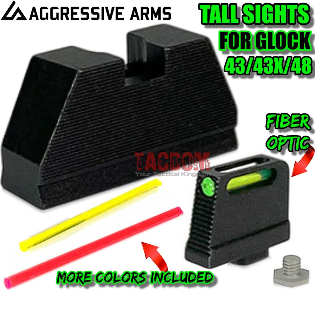 AGGRESSIVE ARMS “STEEL” Suppressor TALL Height FIBER OPTIC Sights for