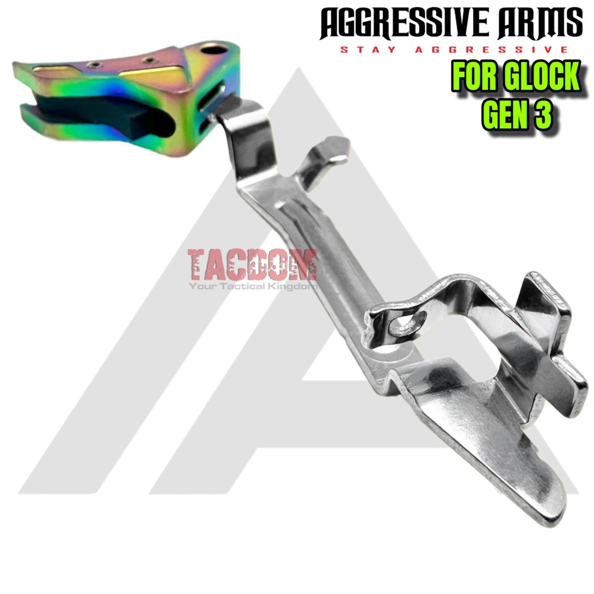 AGGRESSIVE ARMS for GLOCK TRIGGER CHAMELEON SATIN RAINBOW PVD - With POLISHED Bar - GEN 1-4 - 17 19 22 23 26 27 34 - Image 5