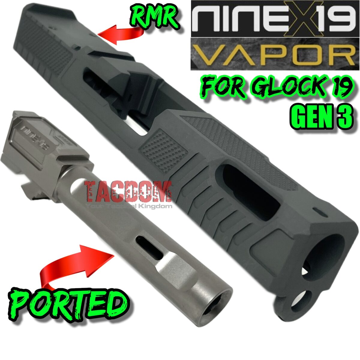 Aggressive Arms B.I.F Ported Compensated Barrel For Glock 43/43x – 9mm Luger, Black Stainless