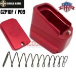 SHIELD ARMS for CZ CZP10F P09 Billet RED Aluminum Grip Extension Magazine Plate Pad