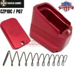 SHIELD ARMS for CZ CZP10C P07 Billet RED Aluminum Grip Extension Magazine Plate Pad