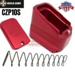 SHIELD ARMS for CZ CZP10S Billet RED Aluminum Grip Extension Magazine Plate Pad