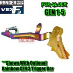 RANGER PROOF / JOHNNY GLOCK COLLABORATION VEX F3 ADJUSTABLE GOLD TRIGGER for GLOCK GEN 1 2 3 4 5 - 17 19 19X 20 21 22 23 24 26 27 31 32 33 34 35 37 36 38 39 43 43x 45 48 - Image 6