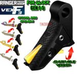 RANGER PROOF / JOHNNY GLOCK COLLABORATION VEX F3 Black GOLD ADJUSTABLE TRIGGER for GLOCK GEN 1 2 3 4 5 - 17 19 19X 20 21 22 23 24 26 27 31 32 33 34 35 37 36 38 39 43 43x 45 48