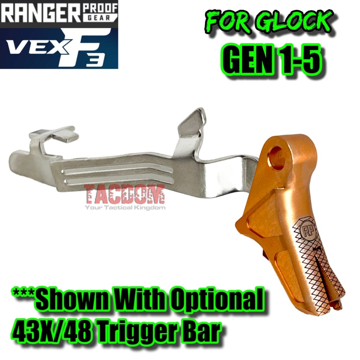 RANGER PROOF / JOHNNY GLOCK COLLABORATION VEX F3 COPPER ROSE TRIGGER for GLOCK GEN 1 2 3 4 5 - 17 19 19X 20 21 22 23 24 26 27 31 32 33 34 35 37 36 38 39 43 43x 45 48 - Image 7
