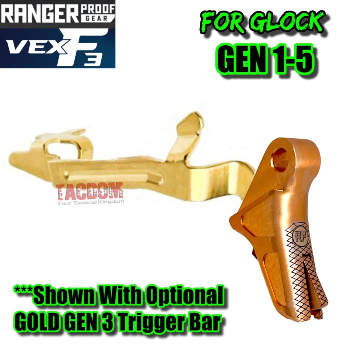 RANGER PROOF / JOHNNY GLOCK COLLABORATION VEX F3 COPPER ROSE TRIGGER for GLOCK GEN 1 2 3 4 5 - 17 19 19X 20 21 22 23 24 26 27 31 32 33 34 35 37 36 38 39 43 43x 45 48 - Image 6