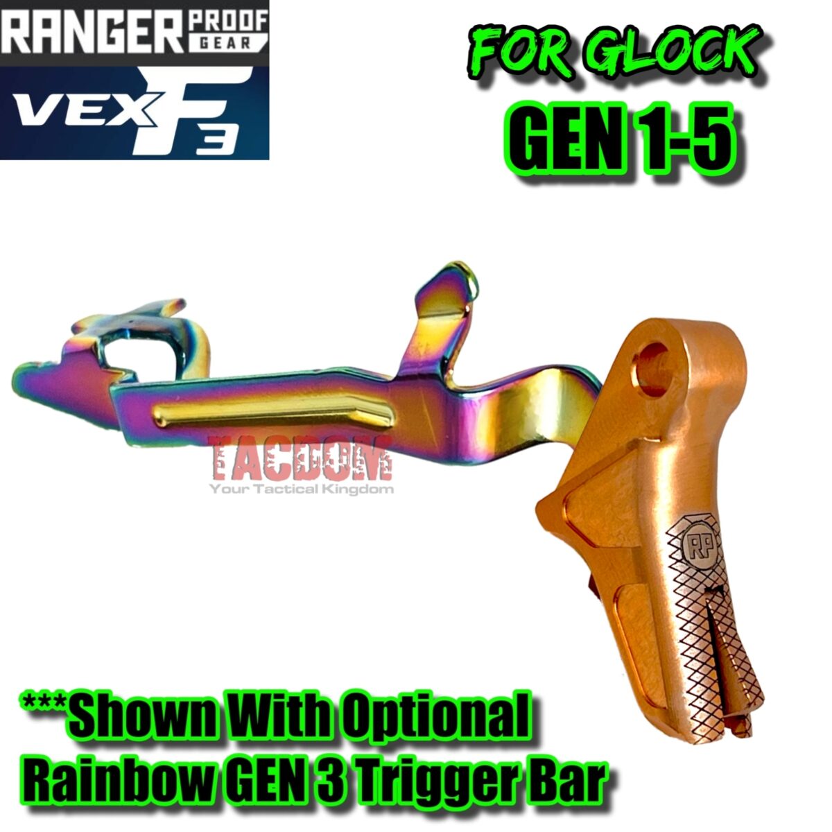 RANGER PROOF / JOHNNY GLOCK COLLABORATION VEX F3 COPPER ROSE TRIGGER for GLOCK GEN 1 2 3 4 5 - 17 19 19X 20 21 22 23 24 26 27 31 32 33 34 35 37 36 38 39 43 43x 45 48 - Image 5