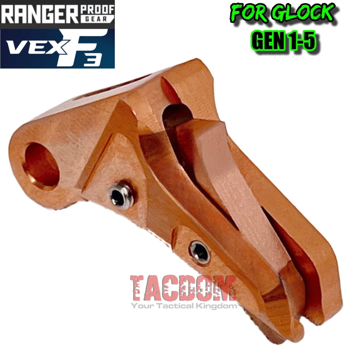 RANGER PROOF / JOHNNY GLOCK COLLABORATION VEX F3 COPPER ROSE TRIGGER for GLOCK GEN 1 2 3 4 5 - 17 19 19X 20 21 22 23 24 26 27 31 32 33 34 35 37 36 38 39 43 43x 45 48 - Image 3