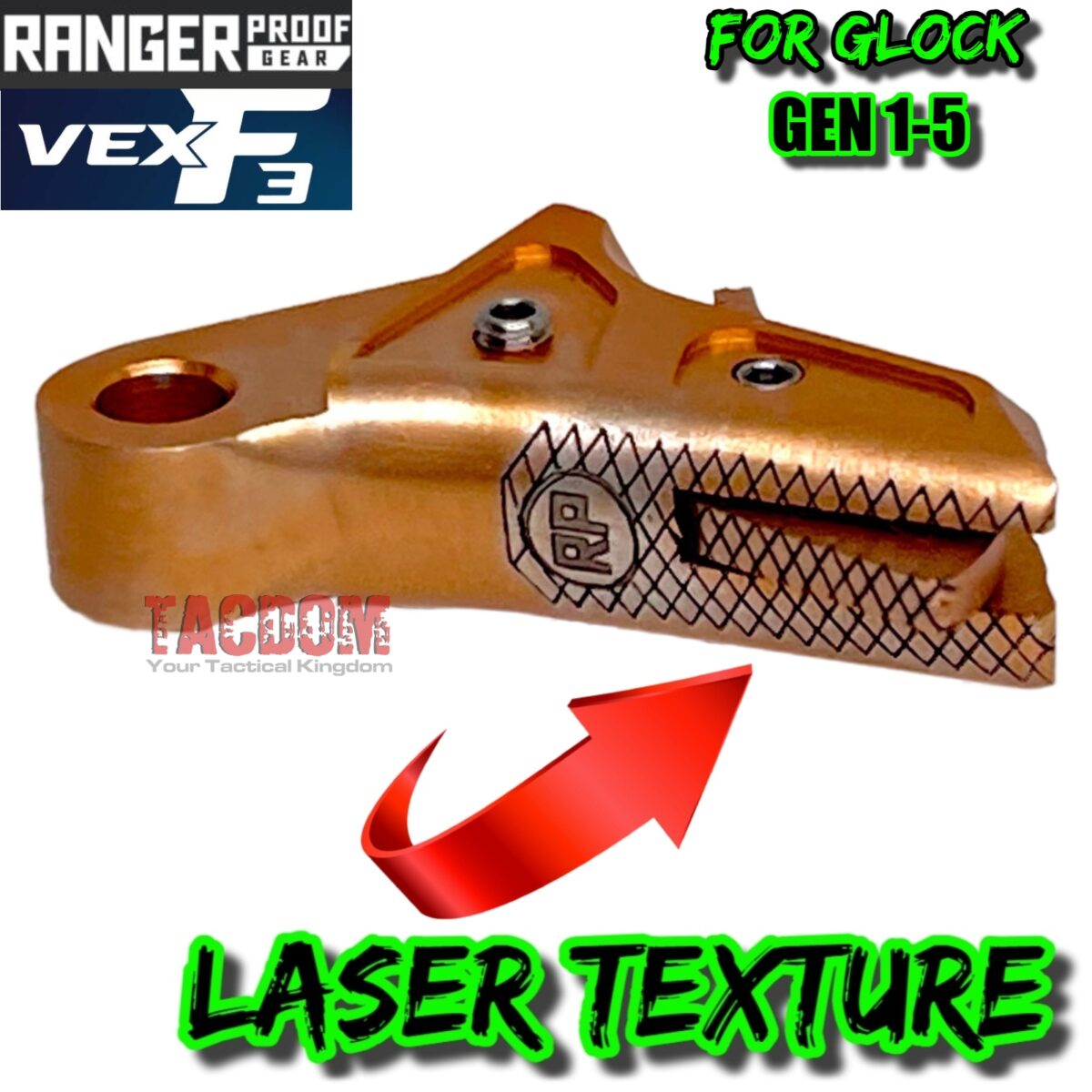 RANGER PROOF / JOHNNY GLOCK COLLABORATION VEX F3 COPPER ROSE TRIGGER for GLOCK GEN 1 2 3 4 5 - 17 19 19X 20 21 22 23 24 26 27 31 32 33 34 35 37 36 38 39 43 43x 45 48 - Image 2