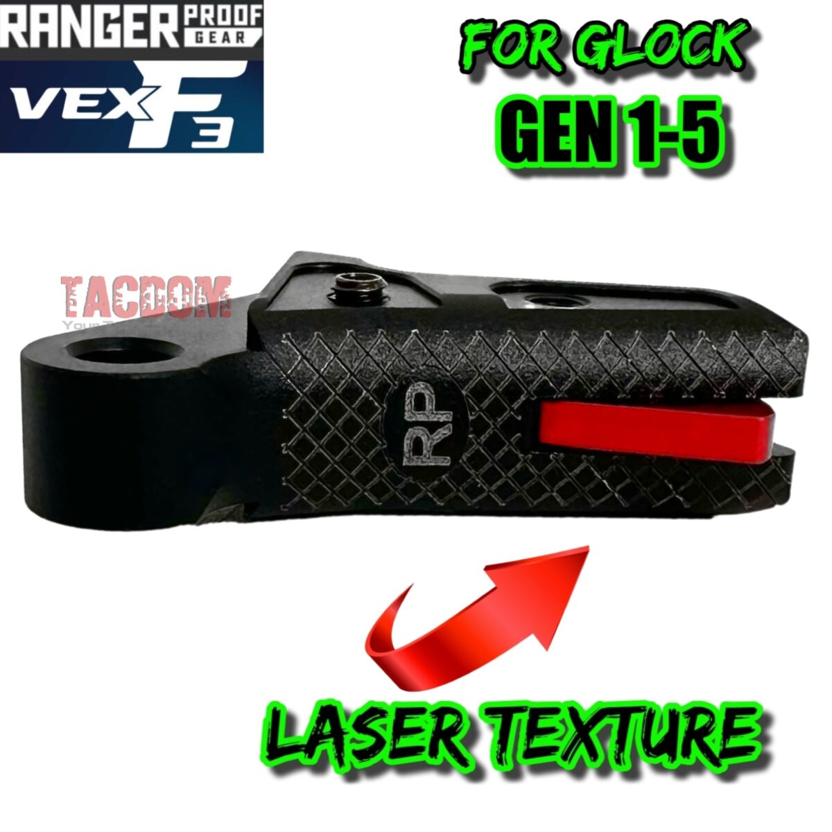 RANGER PROOF / JOHNNY GLOCK COLLABORATION VEX F3 Black RED ADJUSTABLE TRIGGER for GLOCK GEN 1 2 3 4 5 - 17 19 19X 20 21 22 23 24 26 27 31 32 33 34 35 37 36 38 39 43 43x 45 48 - Image 4