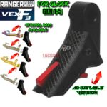 RANGER PROOF / JOHNNY GLOCK COLLABORATION VEX F3 Black RED ADJUSTABLE TRIGGER for GLOCK GEN 1 2 3 4 5 - 17 19 19X 20 21 22 23 24 26 27 31 32 33 34 35 37 36 38 39 43 43x 45 48