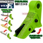 RANGER PROOF / JOHNNY GLOCK COLLABORATION VEX F3 ZOMBIE GREEN ADJUSTABLE TRIGGER for GLOCK GEN 1 2 3 4 5 - 17 19 19X 20 21 22 23 24 26 27 31 32 33 34 35 37 36 38 39 43 43x 45 48
