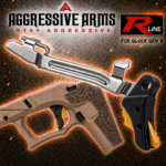 AGGRESSIVE ARMS R-LINE for GLOCK GEN 3 / 4 BILLET ALUMINUM TRIGGER BLACK GOLD PVD - With POLISHED TRIGGER BAR -  17 17L 18 19 22 23 26 27 31 32 33 34 35