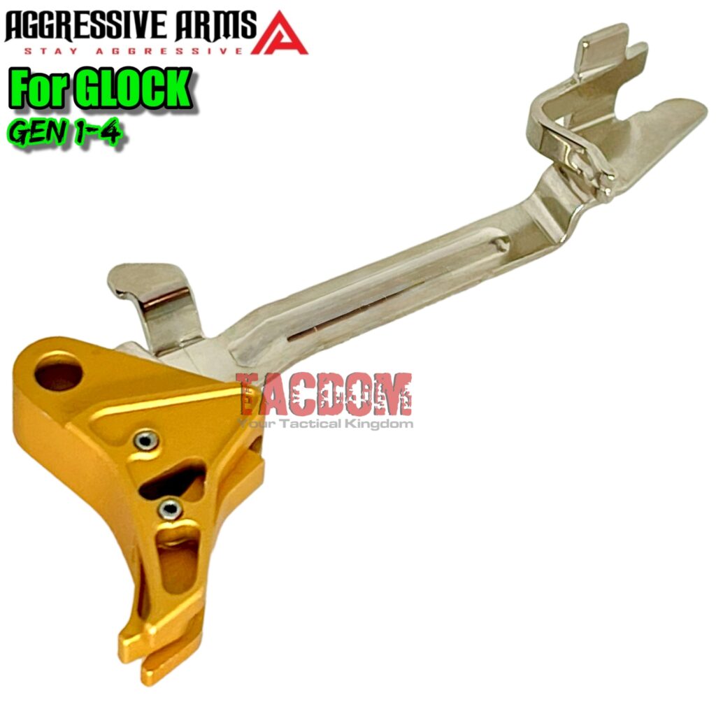 thumbnail image 2 of AGGRESSIVE ARMS Shiny Gold Magazine Catch & Slide Stop Pins For Glock 20 21 29 30 36 – Aluminum/Steel 2 of 4