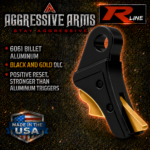 AGGRESSIVE ARMS R-LINE for GLOCK GEN 1 2 3 4 5 6 "6061 BILLET ALUMINUM" TRIGGER BLACK / GOLD