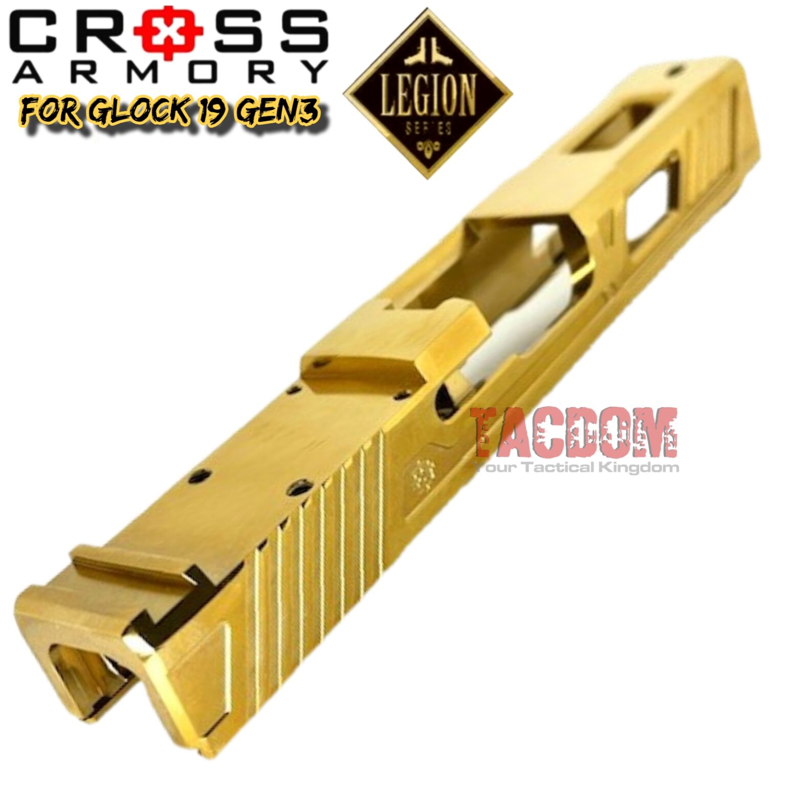 Cross Armory Gold Extended Slide Lock & Magazine Release Set For Glock Gen 5 – Dimple Pins