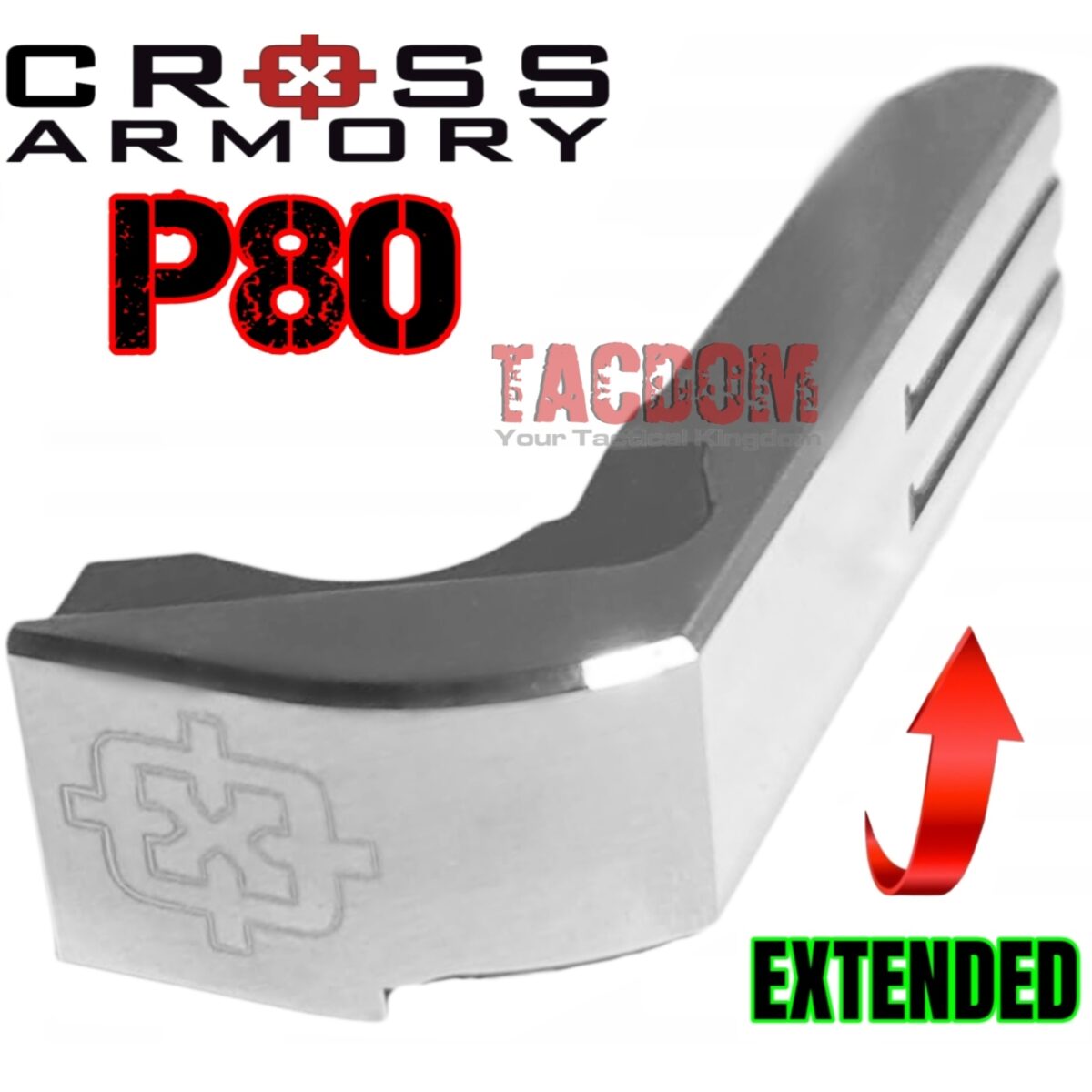 Cross Armory SILVER UPGRADE Performance Kit for Polymer80 P80 Extended Slide Lock Magazine Catch and 4 Pins - Image 3